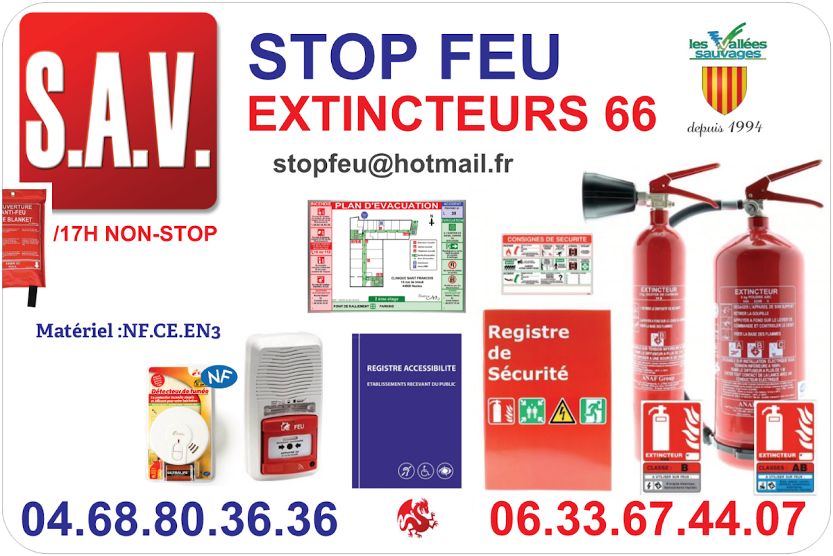 Vérification d'un extincteur sur site par Extincteur66 - stopfeu